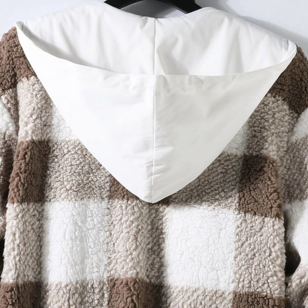 Brown And White Mens Teddy Jacket - Picture 6 of 7